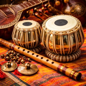 Flute, tabla, and other traditional instruments